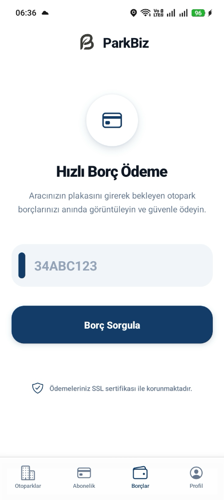 ParkBiz Hızlı Borç Ödeme